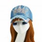 Girl Women Baseball Cap Jeans Crown Shaped Casual Fitted Rhinestone Snapback Hat