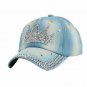 Girl Women Baseball Cap Jeans Crown Shaped Casual Fitted Rhinestone Snapback Hat