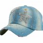 Girl Women Baseball Cap Jeans Crown Shaped Casual Fitted Rhinestone Snapback Hat
