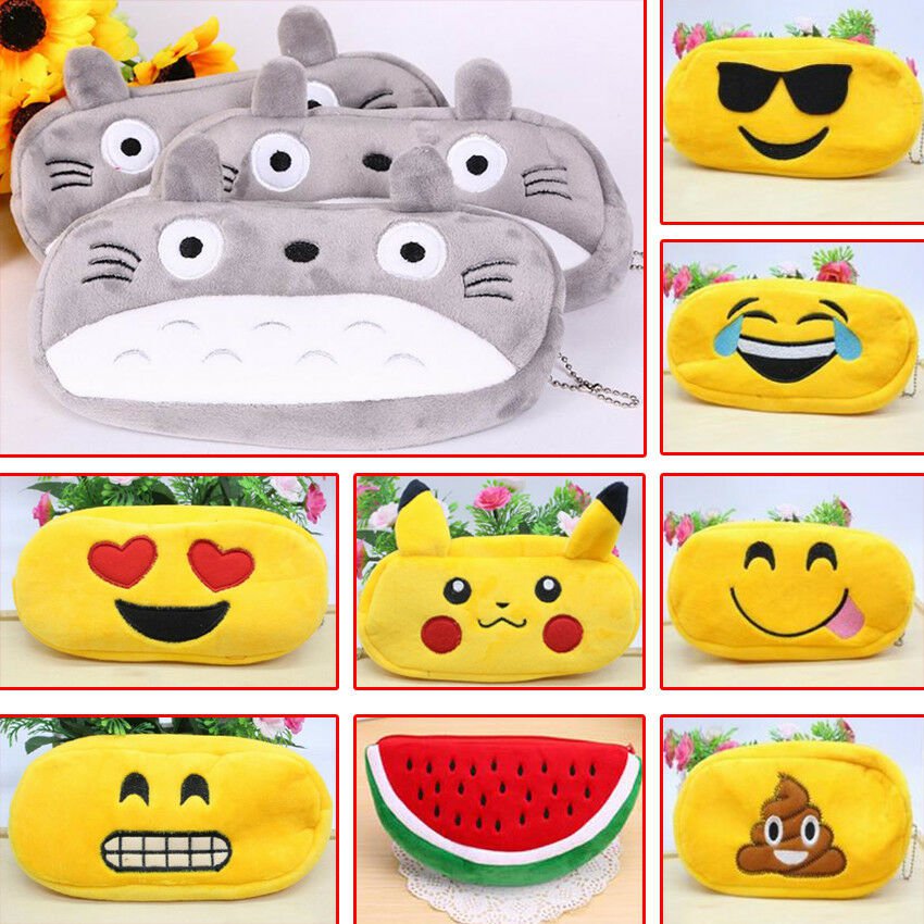 Emoji Pencil Pen Case Storage Funny Bag Box School Kids Makeup Cosmetic