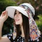 Women Summer Sun Hat Beach Foldable Sunscreen Floral Print Caps Neck Wide Brim