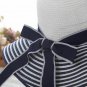 Large Brim Sun Hat For Women Striped Bowknot Summer Straw Beach Cap Foldable