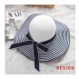 Large Brim Sun Hat For Women Striped Bowknot Summer Straw Beach Cap Foldable