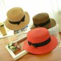 Women Kids Straw Sun Hat Summer Beach Ladies Cap Wide Brim Visor Floppy Bow