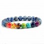 Chakra Bracelets Yoga Beads Natural Stone Men Tiger Eye 7 Bangles Buddha Prayer