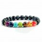 Chakra Bracelets Yoga Beads Natural Stone Men Tiger Eye 7 Bangles Buddha Prayer