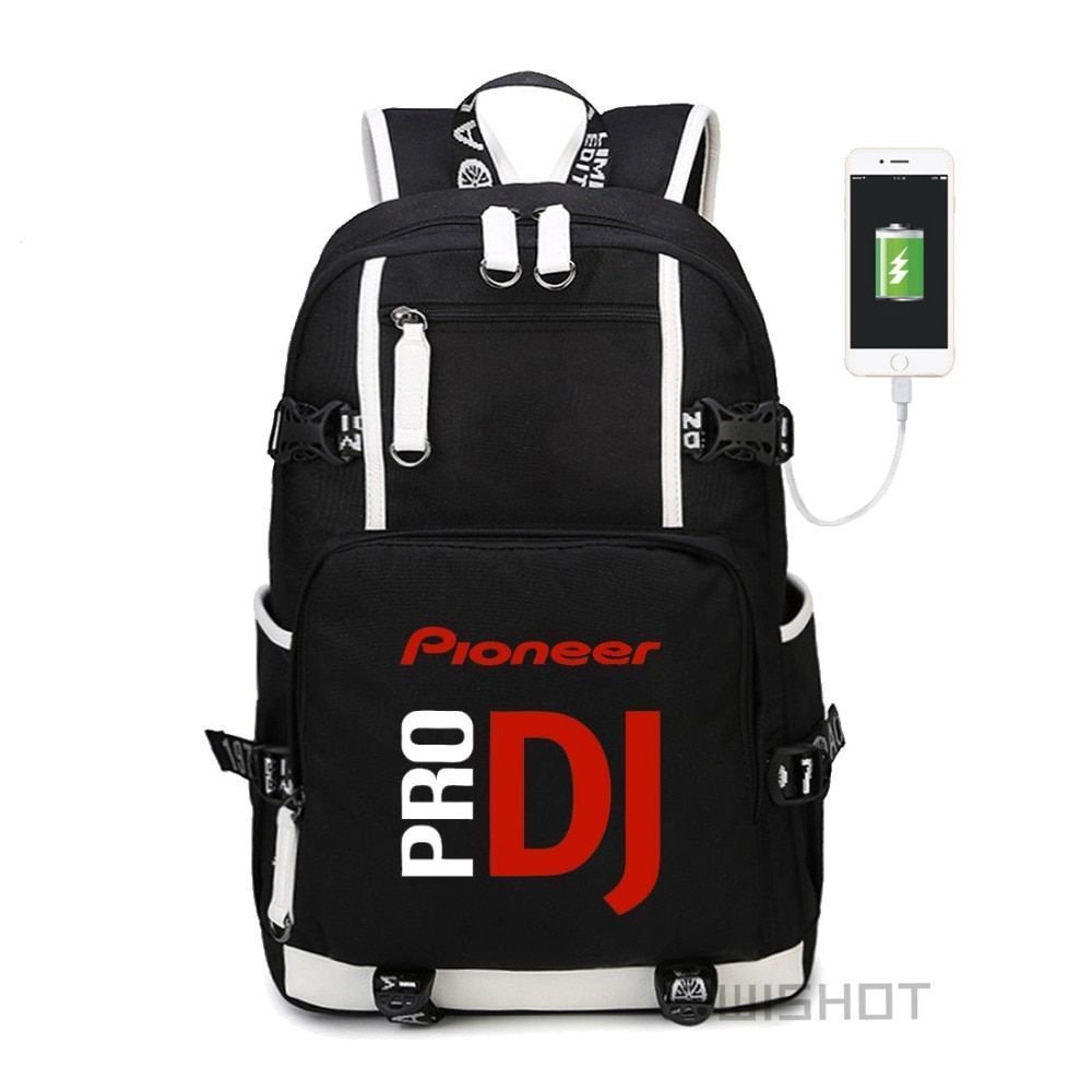 Men Backpack DJ PRO Shoulder Travel School Bag USB Charging Laptop Rucksack