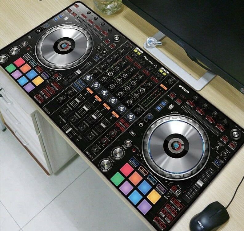 Computer Mouse Pad Music Console PC Mat Gaming Rug Large Size Black Anti-Slip