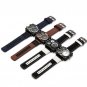 Men Quartz Wrist Watch Luxury Art Brand Rectangle Three Time Zone Canvas Strap