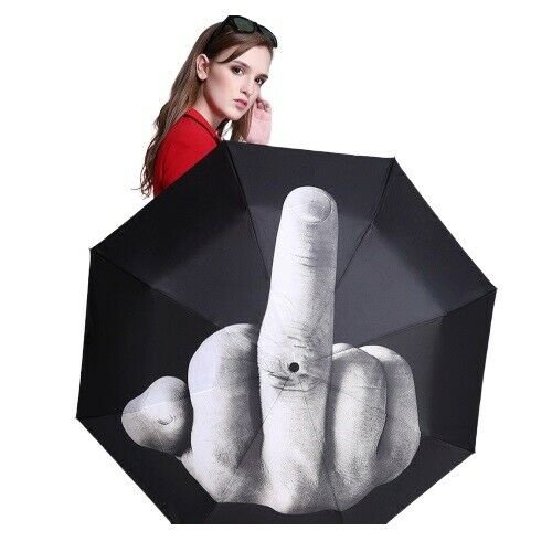 Umbrella Rain Middle Finger Folding Creative Windproof Up Foldable Gift Fun