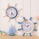 Wall Clock Vintage Art Style Helm Wood Bamboo Round Home Decor Sailor Retro Gift