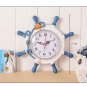 Wall Clock Vintage Art Style Helm Wood Bamboo Round Home Decor Sailor Retro Gift