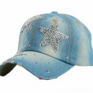 Women Baseball Cap Jeans Crown Shaped Casual Fitted Rhinestone Girl Snapback Hat