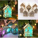 LED Home Decoration Light Night Glow Wood House Hanging Ornaments Santa Claus