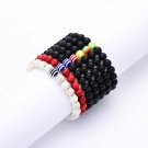 Wrist Bracelet Men Women Jewelry Bead Rainbow Matte Natural Stone Valentines