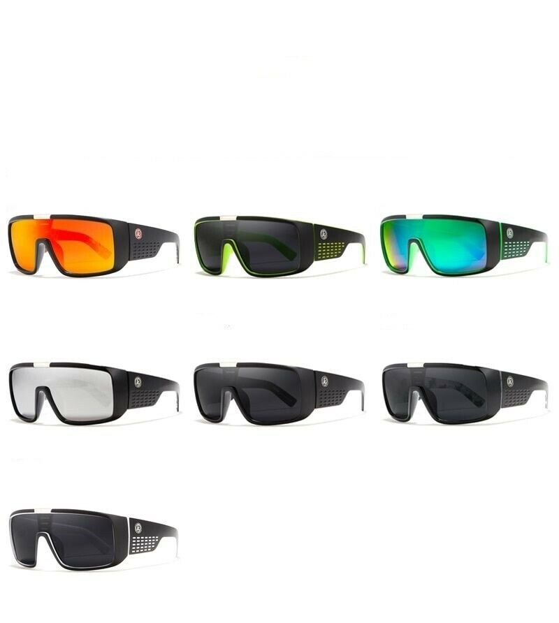 Men Sunglasses Polarized HD Vision UV Sport Glasses Bold Shield Frame Flat Lens