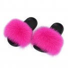 Natural Fox Fur Slippers Women Indoor Summer Shoes Genuine Sliders Ladies Girls