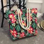 Women Shoulder Bag Floral Large Capacity Canvas Shopping Beach Handbag Retro