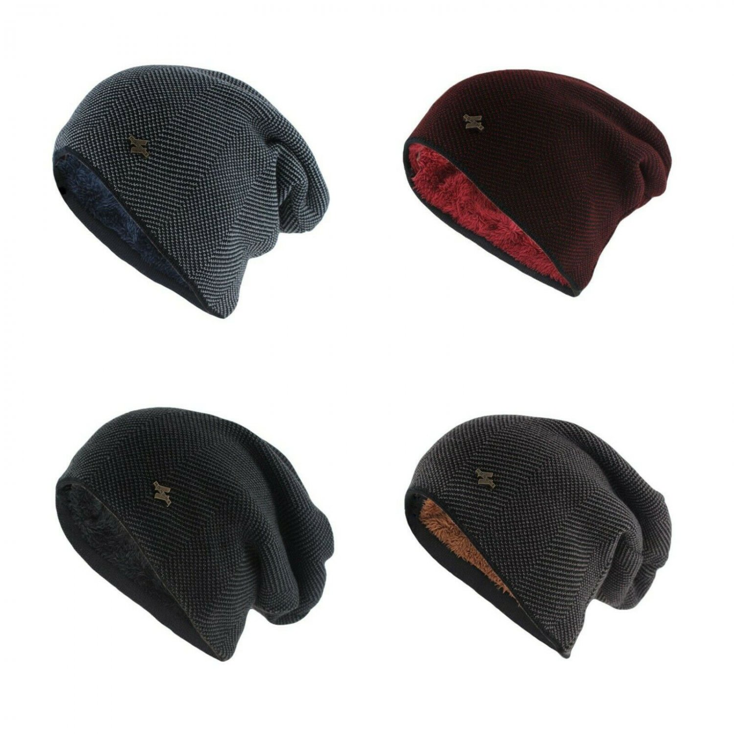 Men Winter Warm Hat Beanies Knitted Casual Skullies Cotton Wool Ski Cap Headwear