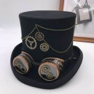 Vintage Steampunk Hat Black Gear Glasses Punk Style Top Headwear Gothic Cosplay