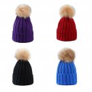 Winter Mom Women Hat Beanies Baby Kids Crochet Knitted Cap Girl Boy Fur Pompom