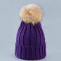 Winter Mom Women Hat Beanies Baby Kids Crochet Knitted Cap Girl Boy Fur Pompom