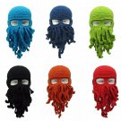 Winter Face Mask Men Women Ski Hat Hand Woven Snowboard Octopus Wool Funny Warm