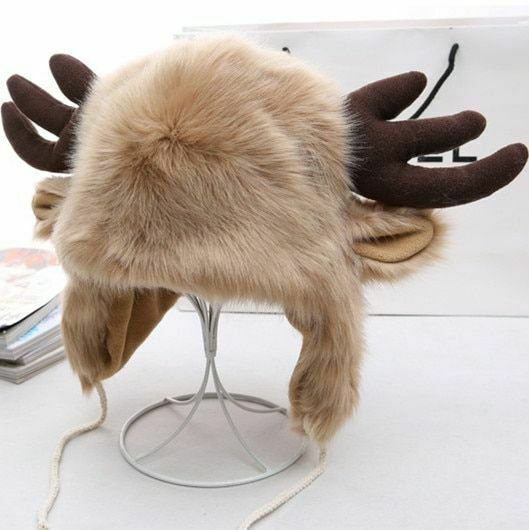 Winter Hat Ushanka Men Women Earflap Warm Elk Cap Faux Fox Fur Cosplay Carnival