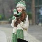 Women Winter Hat Scarf Glove Set Warm Pompoms Wool Knitted Beanies Scarves Xmas