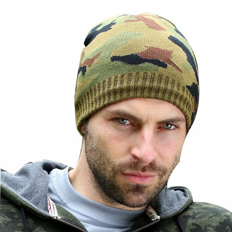 Men Warm Beanie Hat Winter Camouflage Army Knit Skullies Ski Cap Style Balaclava