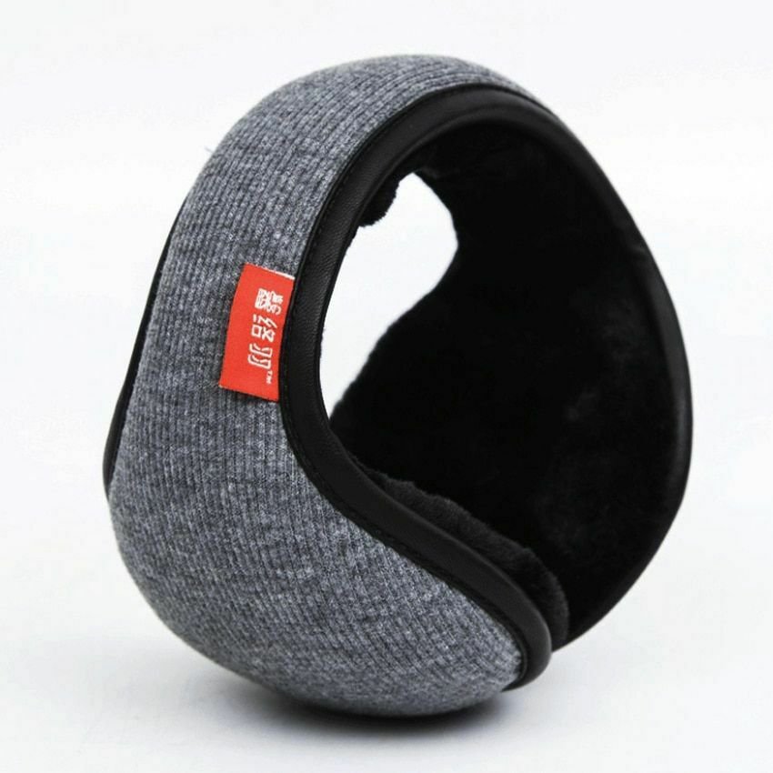 Men Winter Earmuffs Warm Wool Knitted Ear Warmer Foldable Cover Hat Back Wear