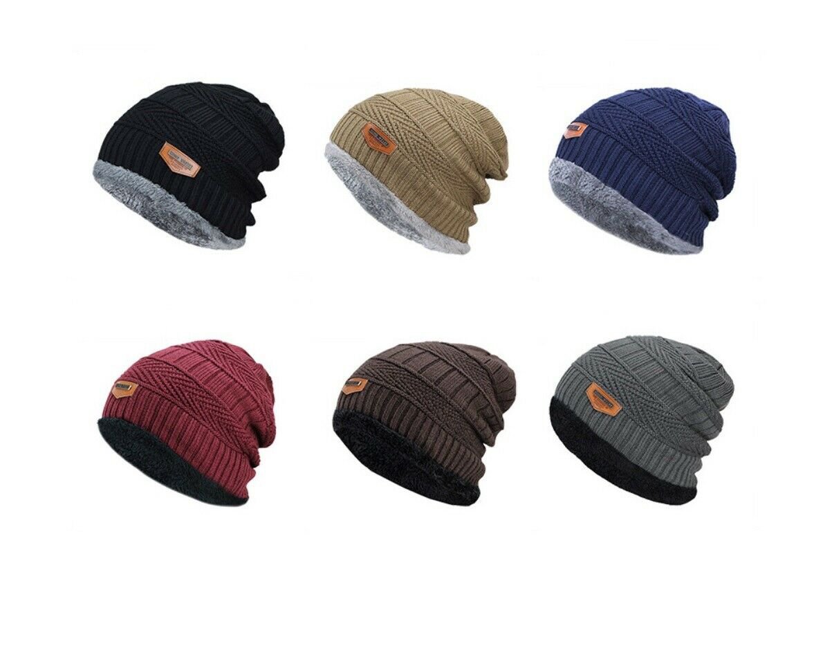 Men Winter Fall Hat Knitted Ski Warm Cap Skullies Beanie Soft Knitted Cotton