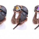 Men Winter Ushanka Hat Earflap Bomber Cap Russian With Goggles Fur Faux Leather