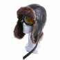 Men Winter Ushanka Hat Earflap Bomber Cap Russian With Goggles Fur Faux Leather