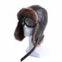 Men Winter Ushanka Hat Earflap Bomber Cap Russian With Goggles Fur Faux Leather