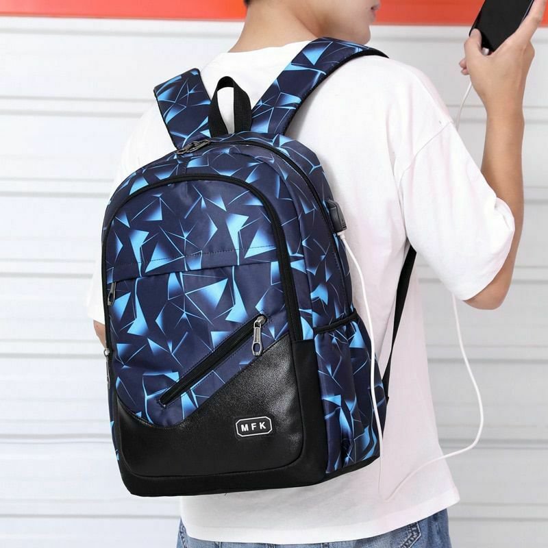Men Backpack External USB Charge Large Rucksack Waterproof Travel Gym School Bag