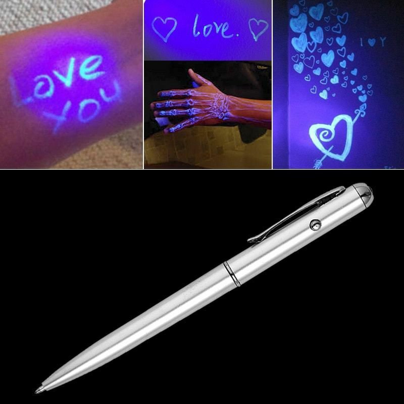 Magic LED Ballpoint Pen Creative UV Light Invisible Ink Secret Spy Pen Novelty