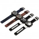 Mens Wrist Watch Quartz Luxury Art Brand Rectangle Three Time Zone Canvas Strap