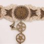 Womens Lace Bracelet Steampunk Vintage Large Clock Shape Metal And Gears Combo