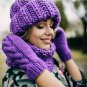 Womens Knitted Winter Hat Ladies Warming Curled Coarse Wool Warm Ski Beanie Cap