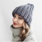 Womens Knitted Winter Hat Ladies Warming Curled Coarse Wool Warm Ski Beanie Cap