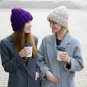 Womens Knitted Winter Hat Ladies Warming Curled Coarse Wool Warm Ski Beanie Cap
