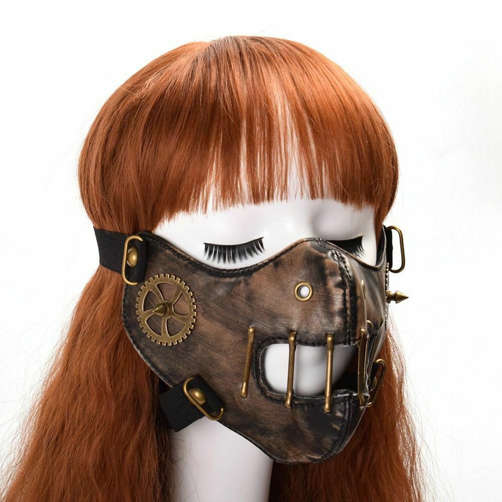 Steampunk Mask Gothic Punk Gear Rivet Half Face Halloween Cosplay Accessory Prop