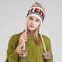Beanies Women Winter Hat With Ears Flap Warm Girls Ski Knit Cap Pom Pom Xmas