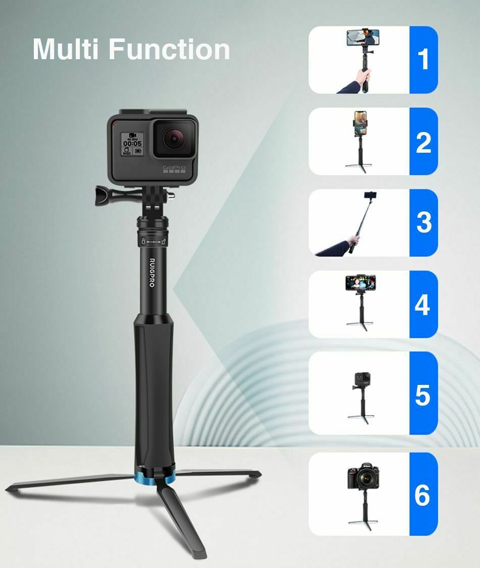 Aluminum Tripod Monopod Multi Functional Handheld For GoPro 7 DJI OSMO Camera