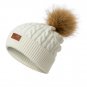 Winter Women's Hat Beanie Knitted Girls Warm Knit Ski Caps With Faux Fur Pompom