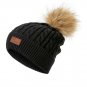 Winter Women's Hat Beanie Knitted Girls Warm Knit Ski Caps With Faux Fur Pompom