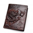 Men's Wallet Genuine Leather Vintage Pattern Dragon Folding Cardholder Xmas Gift