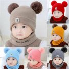 Baby Kids Winter Hat Scarf Set Beanies Warm Cap For Boys Girls Pompom Newborn