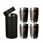 Hip Flask Cup Set Russia CCCP Stainless Steel PU Leather Liquor Alcohol Hip Shot